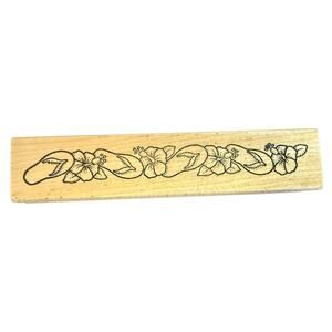 Darcie's Rubber Slipper Flip Flop Hibiscus Flowers Border M-4971 Rubber Stamp